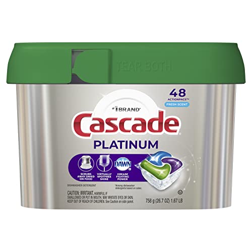 Cascade Platinum Action Pacs, Dishwasher Detergent, Fresh, 62 Ct