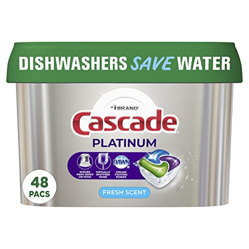 Cascade Platinum Action Pacs, Dishwasher Detergent, Fresh, 62 Ct