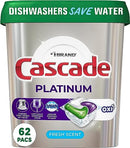 Cascade Platinum Action Pacs, Dishwasher Detergent, Fresh, 62 Ct