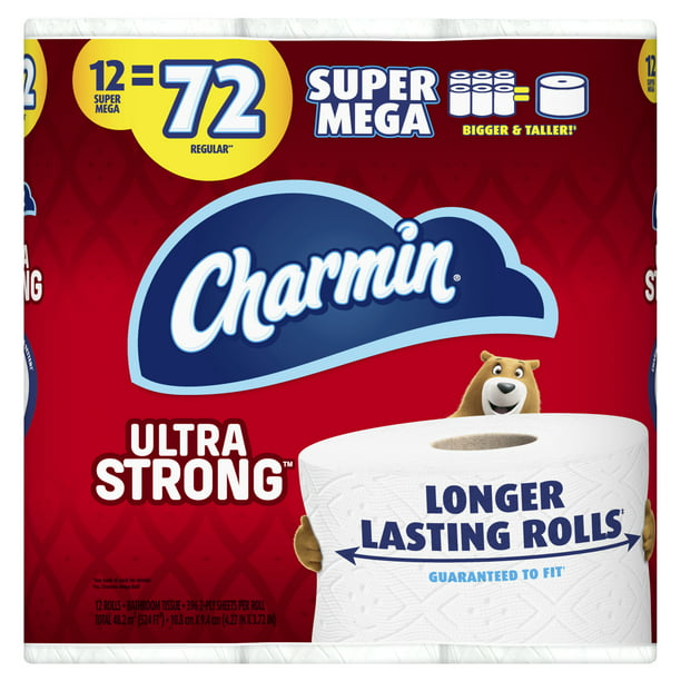 Charmin Ultra Strong Toilet Paper, 12 Super Mega Rolls