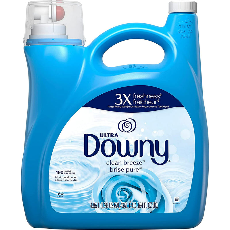 Downy Clean Breeze Liquid Fabric Conditioner (Fabric Softener), 164 Fl Oz, 190 Loads