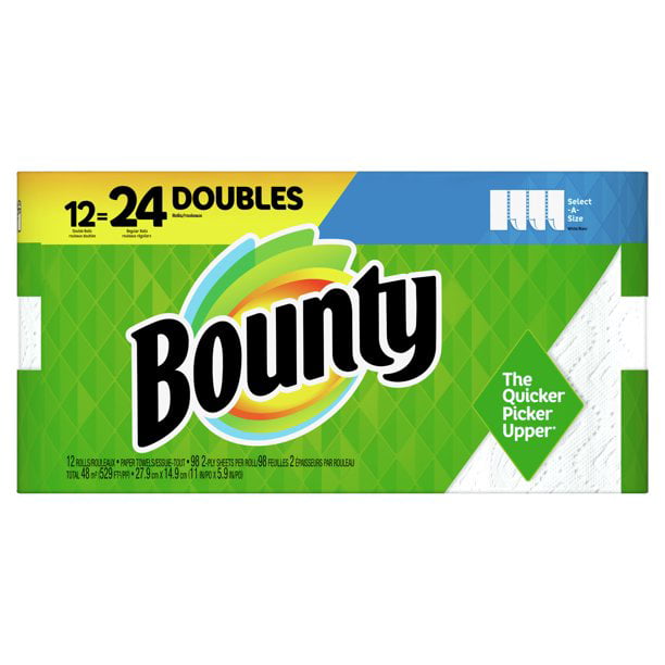 Bounty Select-A-Size Paper Towels, White, 12 Double Rolls, 12 Count New