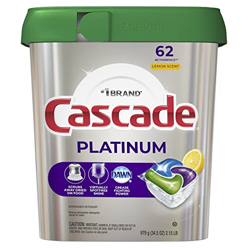 Cascade Platinum Action Pacs, Dishwasher Detergent, Fresh, 62 Ct